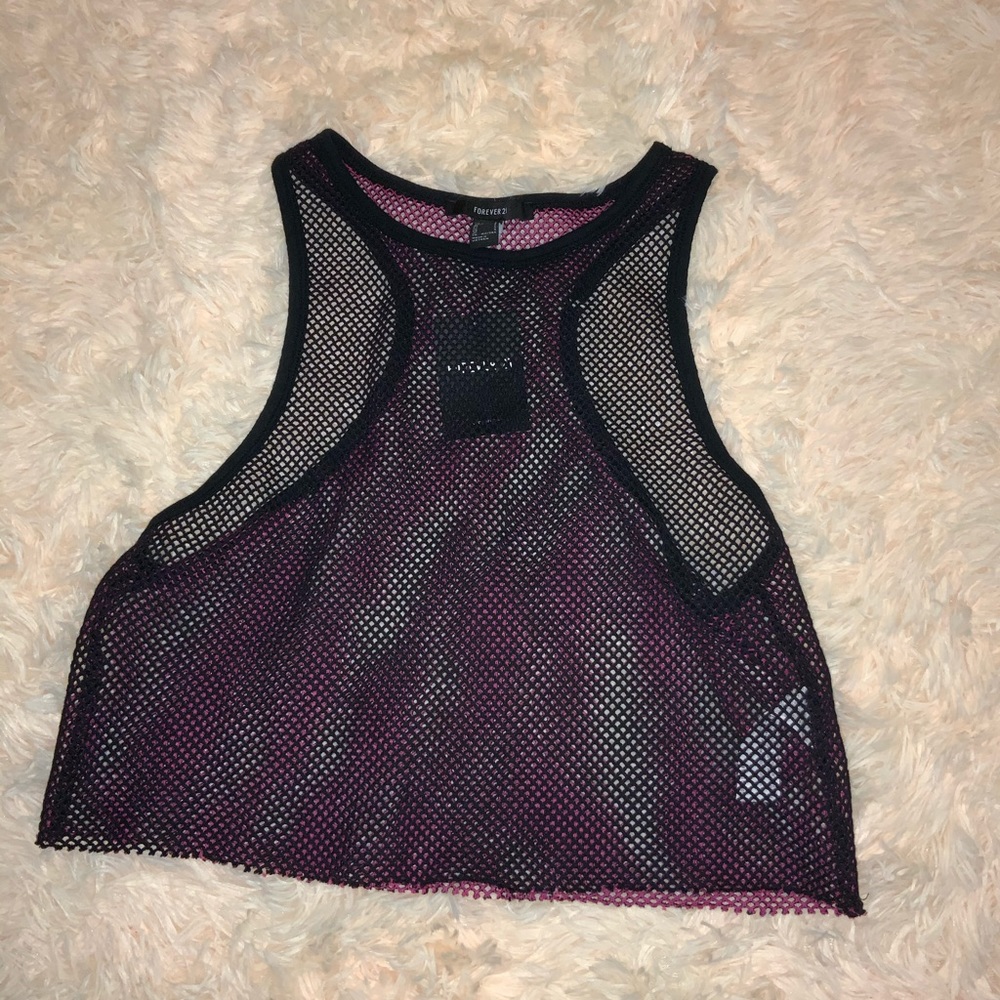 NWT! Black and Pink Mesh Top